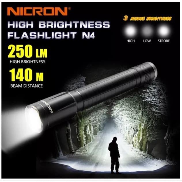 Nicron Senter N4 Flashlight Waterproof Ipx4