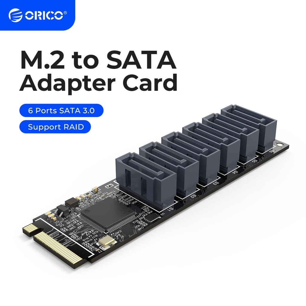 ARTA PCIe Gen3 M.2 M Key to 6 Ports SATA 3.0 Adapter Card NVMe to SATA Converter Card NVME PCIe 3.0 