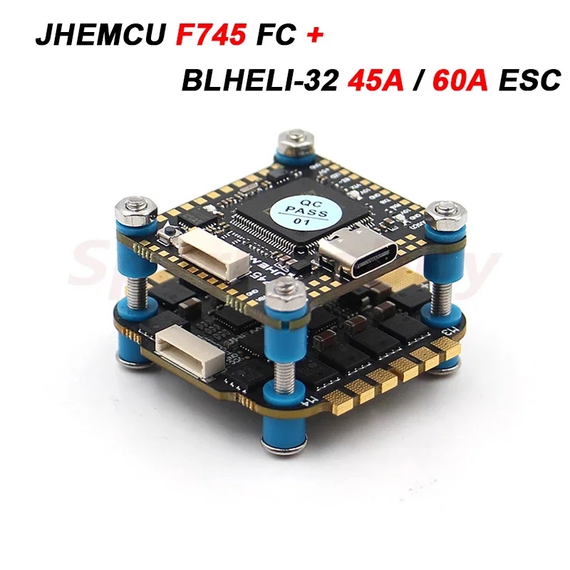 CAGA JHEMCU F745 Flight Controller Stack（GF30F745 42688-P+ BLHELI_32 45A/60A 3~6S Lipo 4IN1 ESC）For 
