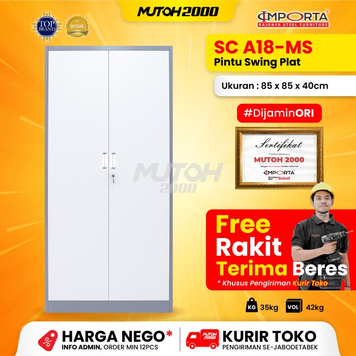 

Importa Lemari Arsip Besi Filling Cabinet 2 Pintu Swing Plat Pintu Ayun Importa A18-Ms