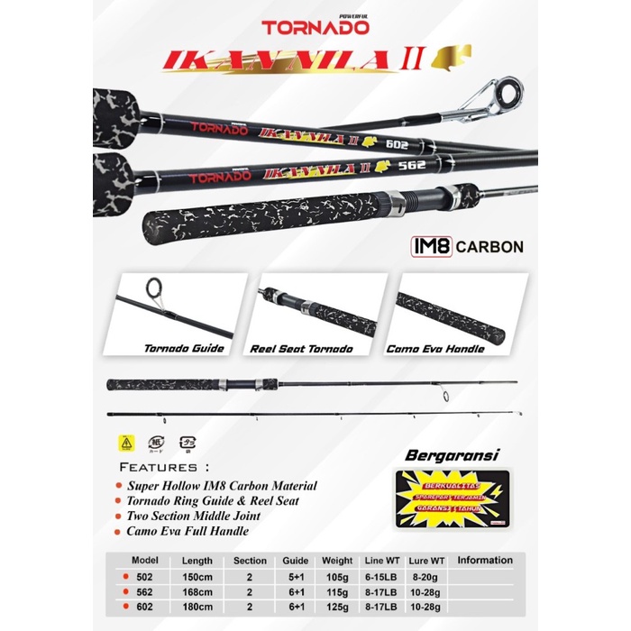 Joran Carbon Tornado Ikan Nila 180Cm