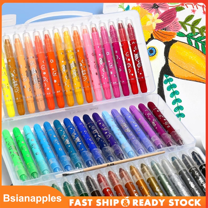 

Grap Edang Crayon 12/24/36/48 Warna Water Oluable Crayon Rayon Mewarnai Ily Crayon