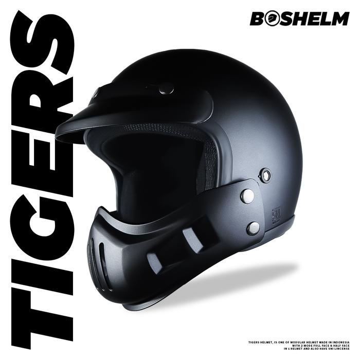 Helm Cakil Modular Tigers Helm Full Face Retro Sni