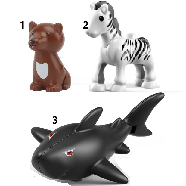 Jungle Zoo Bear Zebra Shark Beruang Hiu Duplo