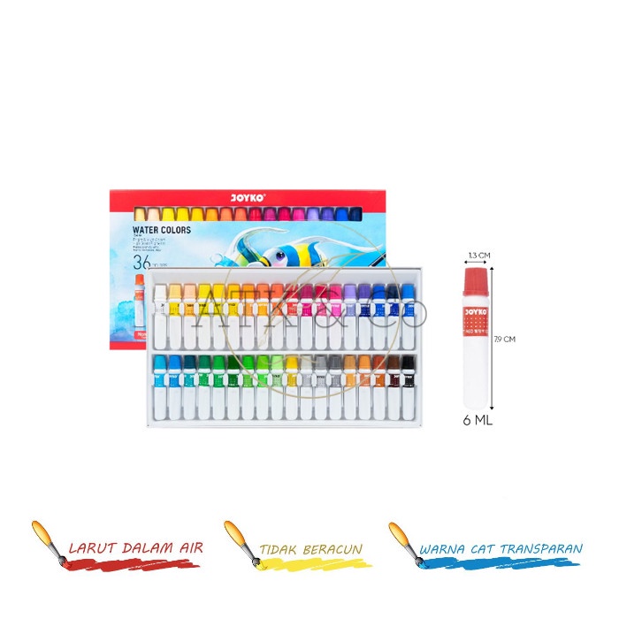 

Sale Cat Air Water Color Joyko Wac-6Ml-36 Color - Watercolor Watercolour Set 36 Warna