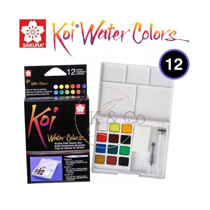 

Sale Sakura Koi Watercolors 12 Pocket Field Sketch Box