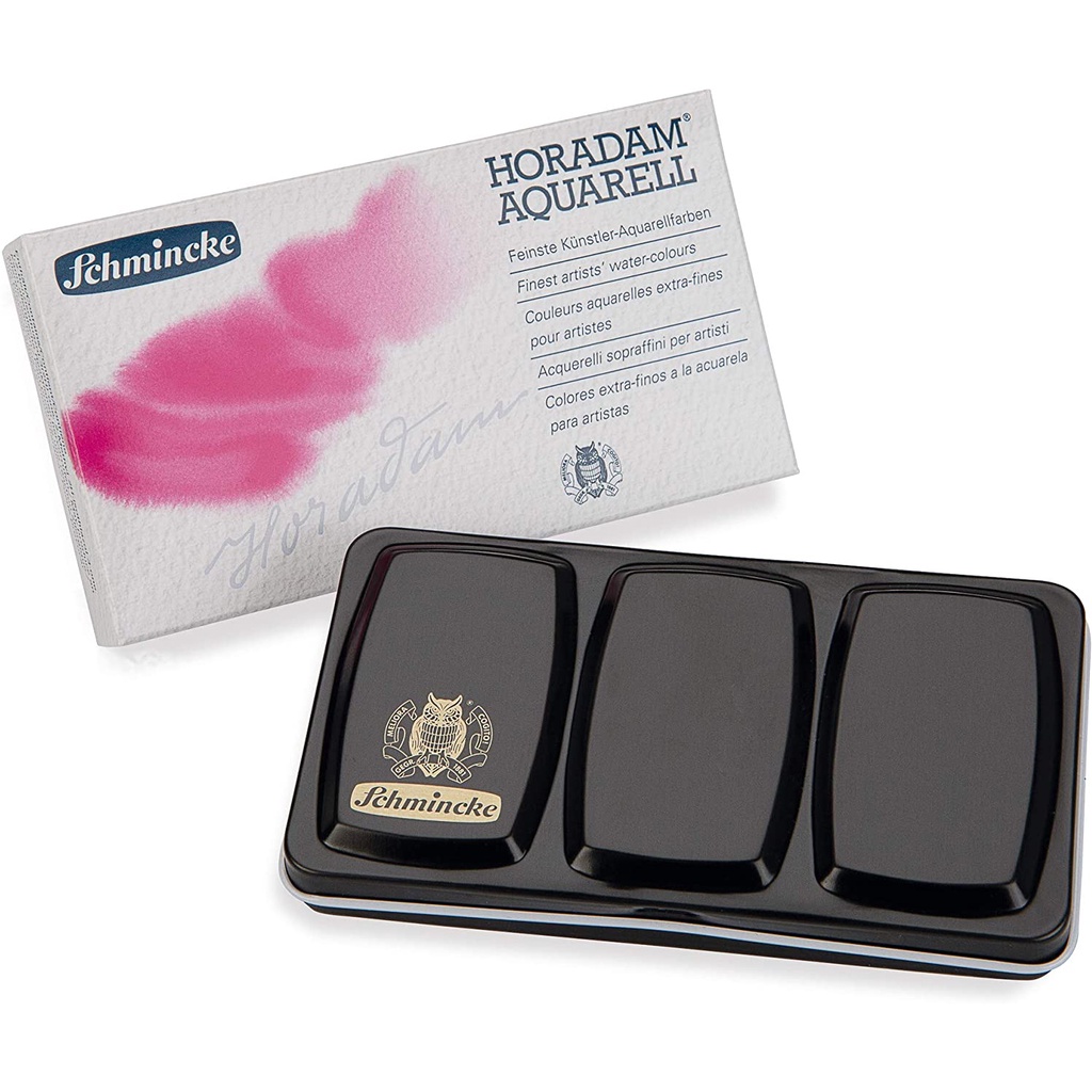 NIPCO Schmincke 12 Color x 1/2 Pans Professional Painter Watercolor Solid Paints With DaVinci No.5 P