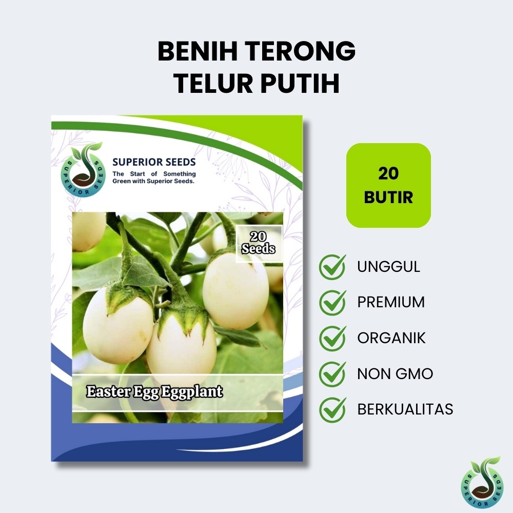 Biji Benih Terong Bulat Putih | Terong Telur (Superior Seeds)
