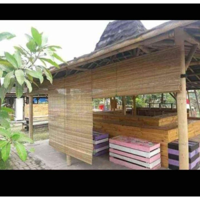 Terapik Tirai Bambu krey sawit Outdoor ukuran 2x2Anti Air dan Tahan