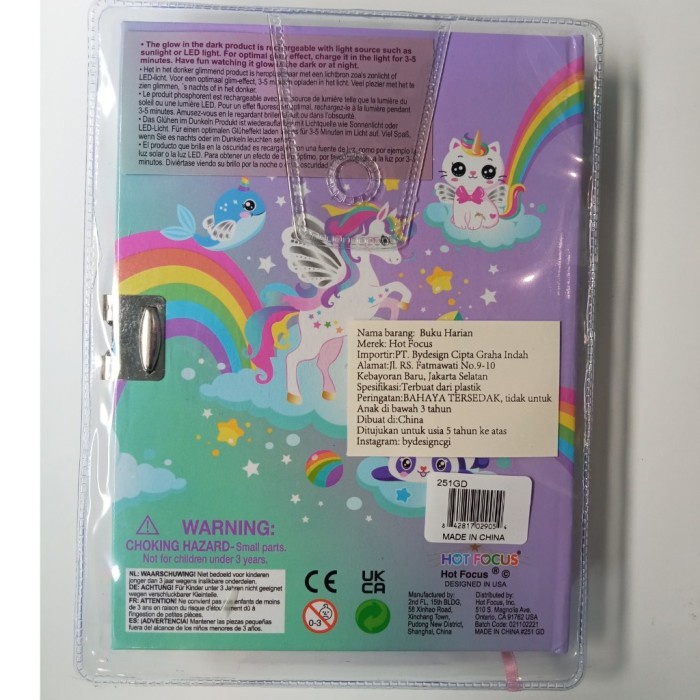 

Buku Diary With Lock & Keys Glow In The Dark Unicorn Butterfly