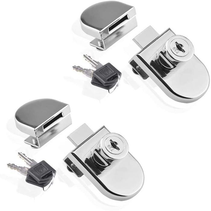 1Set Kunci Pintu Kaca Dua Sisi Kunci Lemari Pintu Kaca Cabinet Glass Door Lock Grendel Kaca Slot
