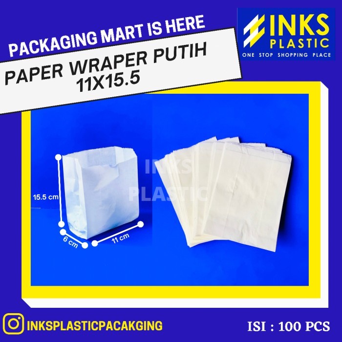 

Flashshow PAPER WRAPER BAG SOSBAG 11x15,5 PUTIH KANTONG KERTAS MAKANAN (100 PCS