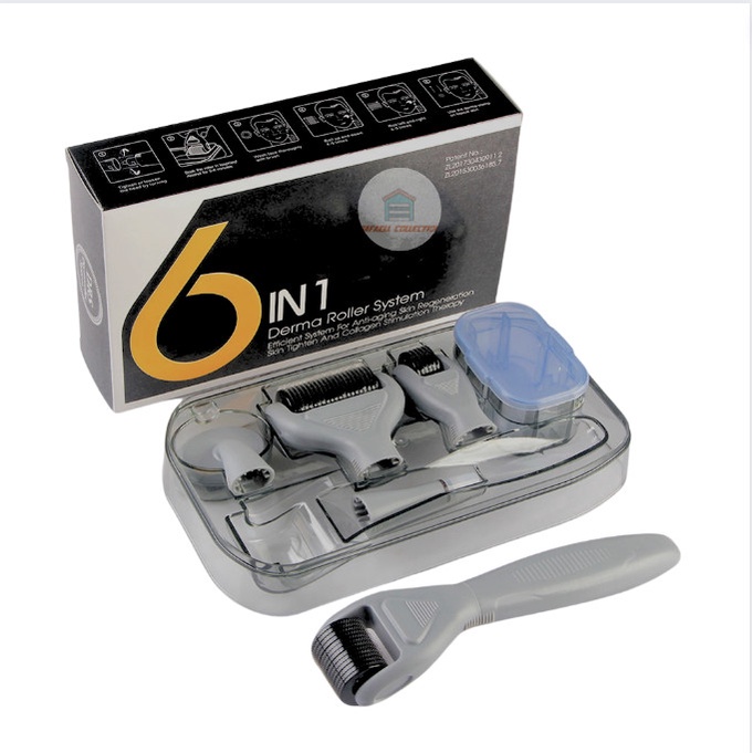 Paket lengkap alat Derma Roller 6 in 1 Rambut dan penghilang jerawat