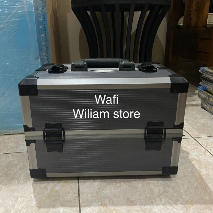 Krisbow Kotak Penyimpanan Perkakas Portabel Metal Grey Tool Box Storag