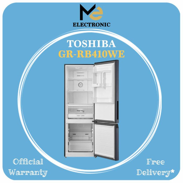 KULKAS BOTTOM FREEZER 325L TOSHIBA GR RB410WE KULKAS FREEZER BAWAH