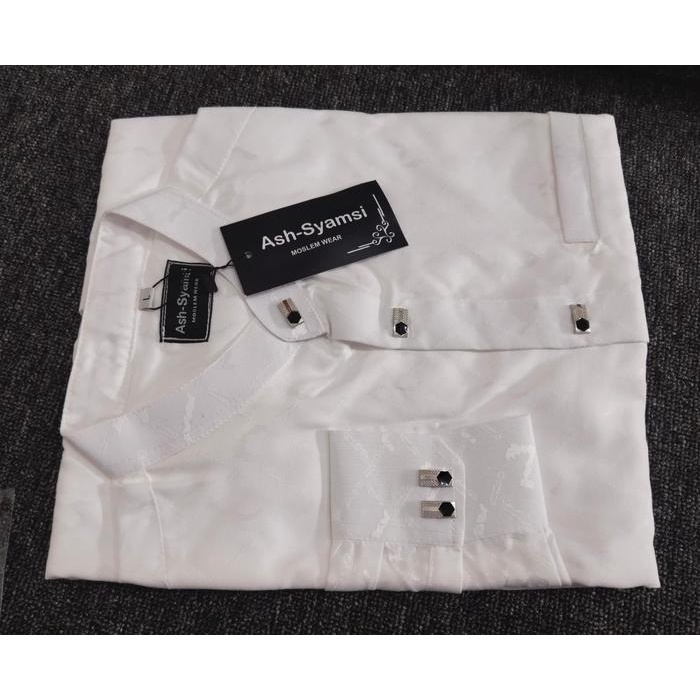 Koko Katun Jaguar Glossy Lengan Panjang Kancing Impor Sultan Baju Kain Kantong Motif Muslim Embos