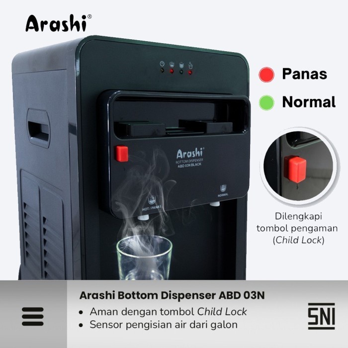 Dispenser Arashi Abd 03C Galon Bawah Fungsi Panas Normal Dispenser Galon Bawah Arashi Dispenser