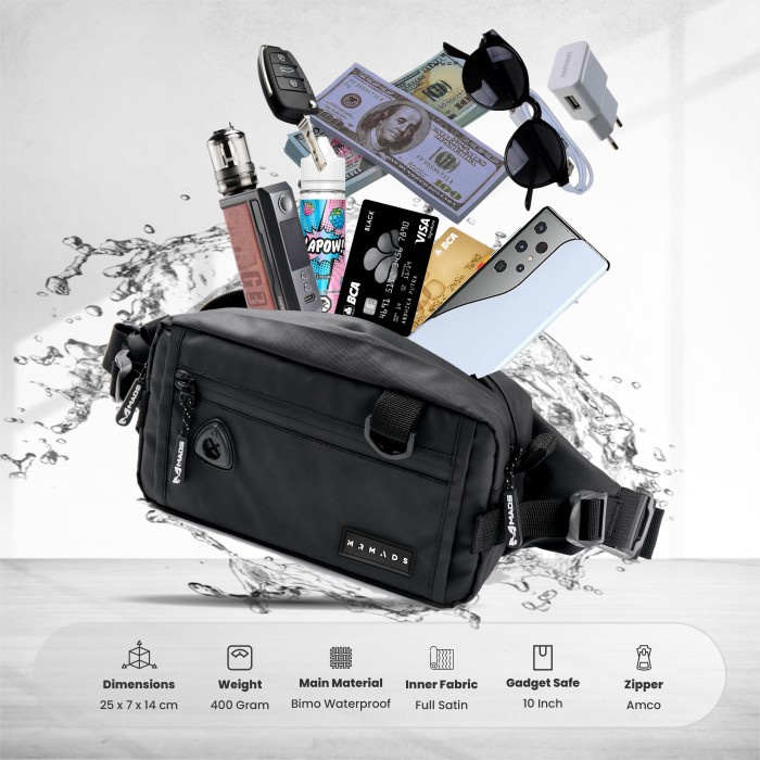 Mr Mads Waist Bag Wolf Shoulderbag Slingbag Handbag Chestbag 5In1 Bag Promo Terbatas