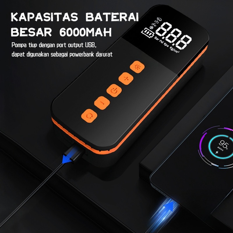 Pompa Ban / Pompa Ban Mobil / Air Pump Tire Inflator Eletri Pompa Ban Mobil Portable Pompa Angin Ban