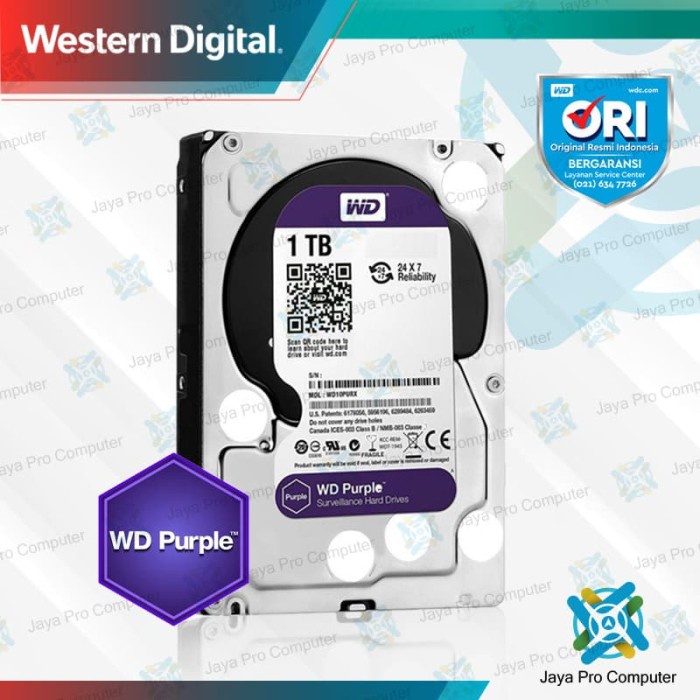 WD Caviar Purple Harddisk 1TB - HDD/ Hardisk/ CCTV/ DVR/ NVR 1 TB 3.5"
