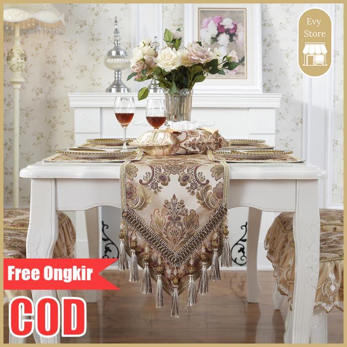 terbaru  evy store cod taplak meja tamu tebal bordir timbul meja makan rumbai belgia turki