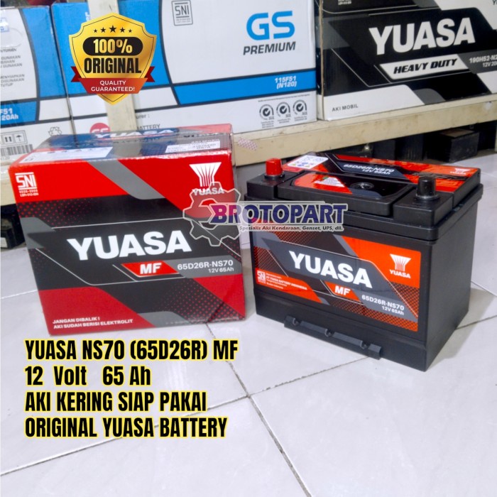 Aki Accu Mobil Yuasa Ns70 65D26R Mf 12V 65Ah Aki Kering Original Yuasa