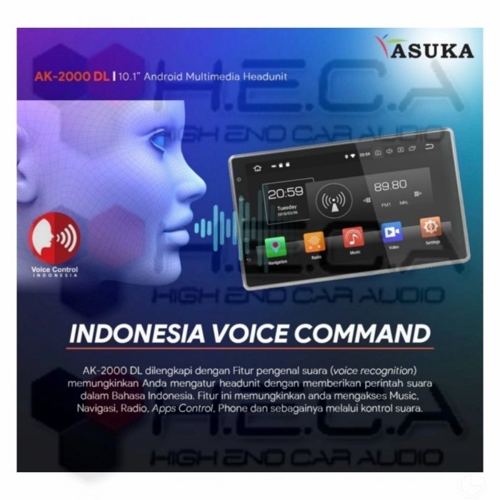 Asuka AK-2000DL Head Unit Android Tape Audio Mobil AK-2000 DL Deckless