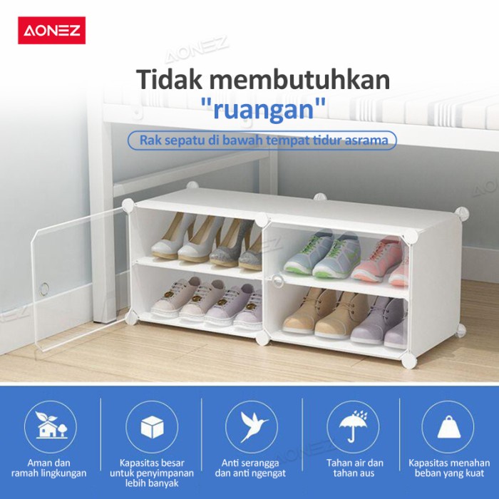 Aonez rak sepatu 4 tingkat rumah Tempat Sepatu