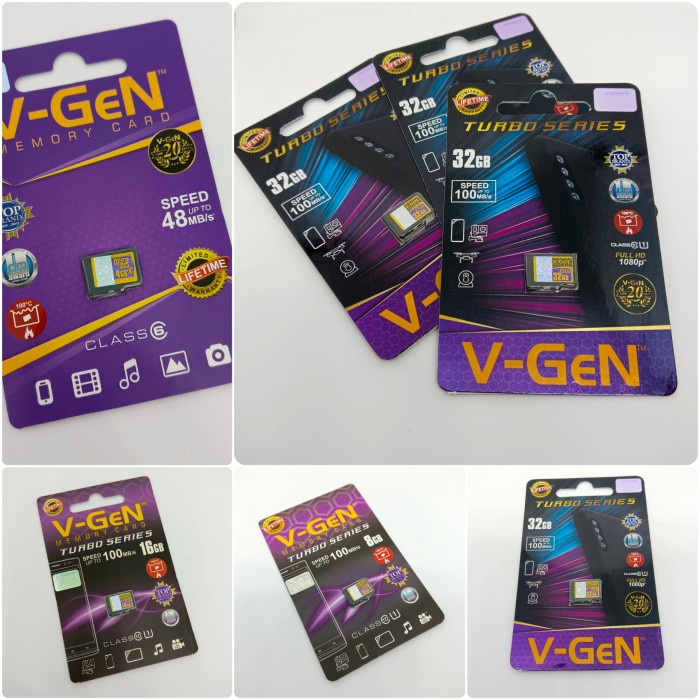 Memori Card Vgen 64Gb, 128Gb, 256Gb, 512Gb - Class10 Kartu Sd Vgen