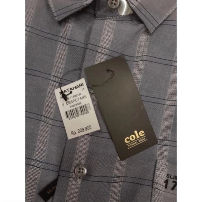 SPECIAL Kemeja Kerja / Cole / Kemeja Pria Lengan Pendek / Bahan Katun / Abu Kotak