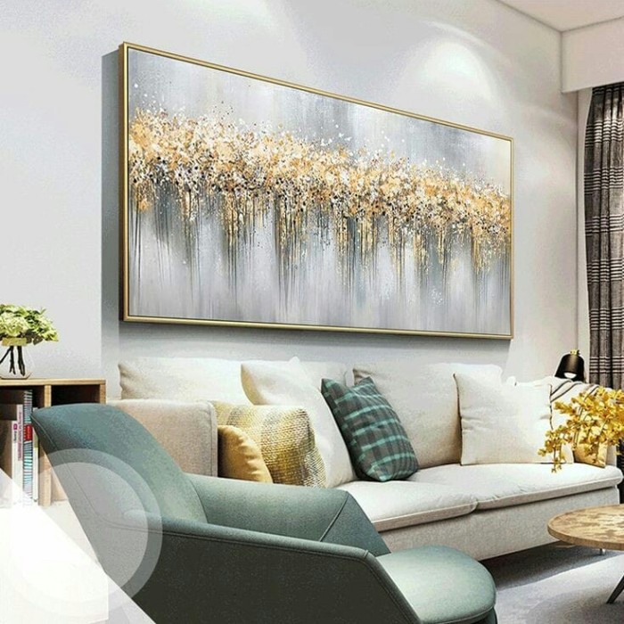 LUKISAN ABSTRAK BESAR DINDING RUANG TAMU 135x85 cm FRAME