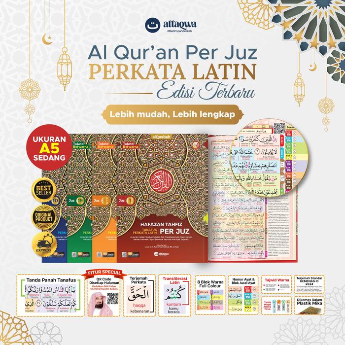 

Ready Mushaf Alquran Per Juz Quran Ukuran Sedang Hafazan Tahfiz Tanafus Perkata Latin Ukuran A5