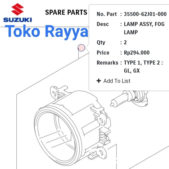 Paling Laris Foglamp Assy / Lampu Kabut Suzuki Ertiga Swift All New Swift Ori Sgp