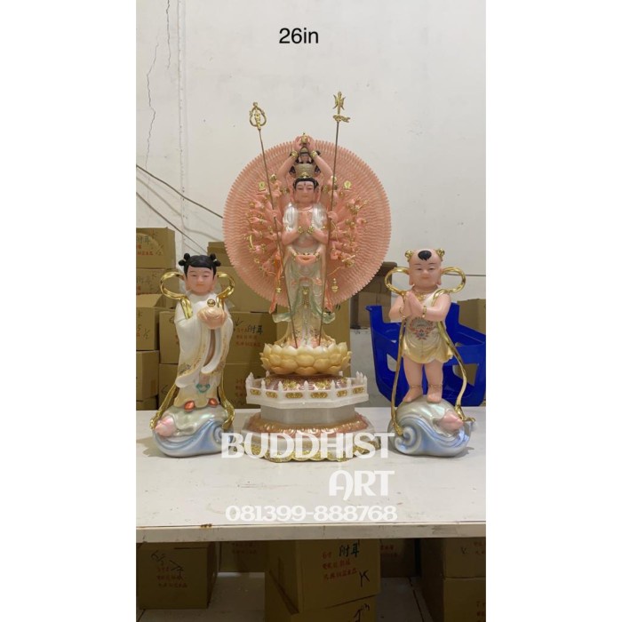 Patung Dewi Kwan Im Tangan Seribu/ Qian Sou Kwan Im 26 In Set