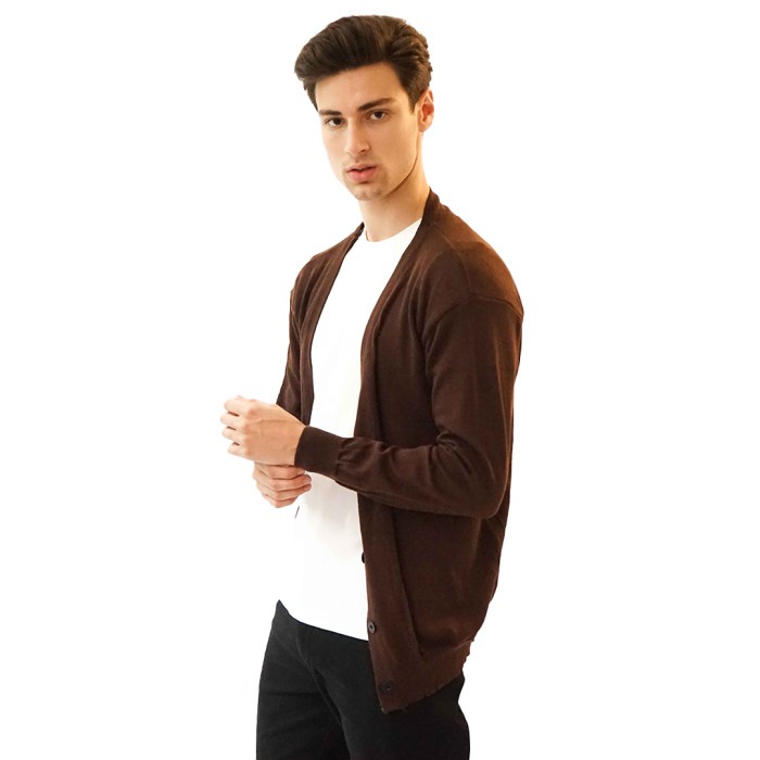 Houseofcuff Cardigan Pria Oversize Sweater Korea Bigsize Jumbo Cokelat