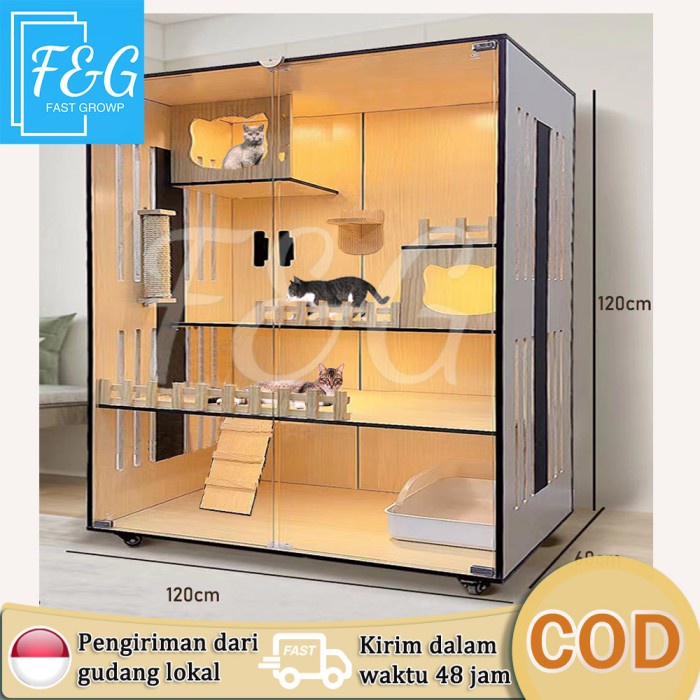 Villa Kucing Kayu Solid/Rumah Kucing /Kandang Kucing Indoor/Kandang