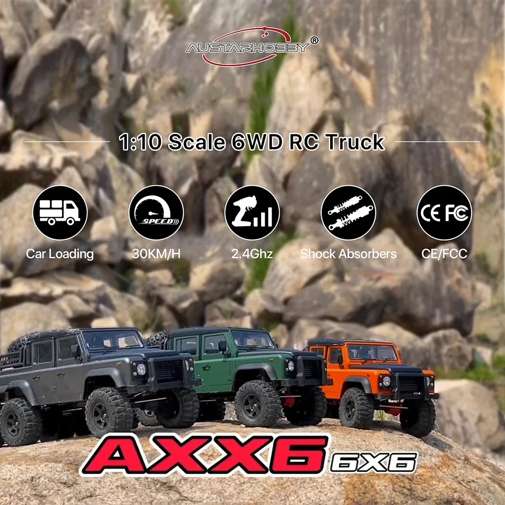 AUSTARHOBBY AXX6 6X6 6WD RTR Hard Shell 1/10 RC Electric Remote Control Model Car Off-road Crawler
