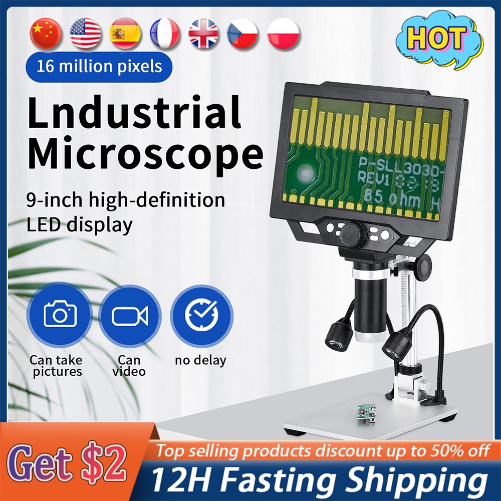 ELTRA G1600 Digital Microscope 9" 12MP 1-1600X Microscope Digital Electronic Microscopio Trinocular