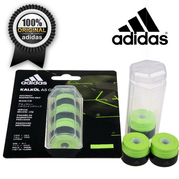 TERBARU Grip Raket Badminton / Tenis Adidas kalkul Solar Green isi 3 bh