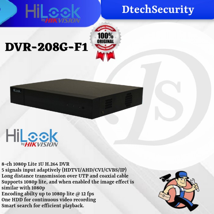 DVR Hilook 8 anel Dvr-208G-F1/ DVR Hilook Hikvision