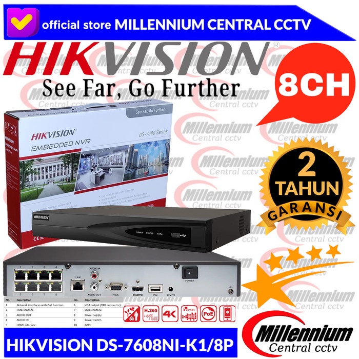 NVR HIKVISION 8 DS-7608NI-K1/8P / NVR HIKVISION DS-7608NI-K1/8POE