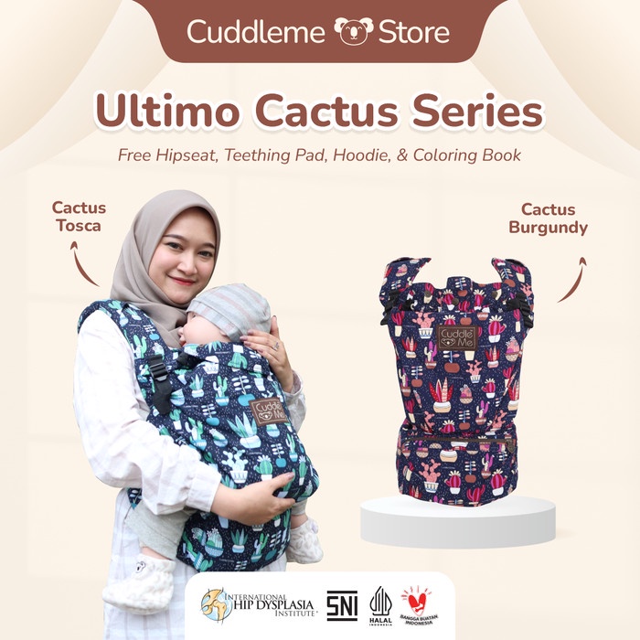 TERBARU Gendongan CuddleMe Ultimo Motif Cactus Kanguru SSC M SHAPE Adjustable - Carrier Bayi Hipset