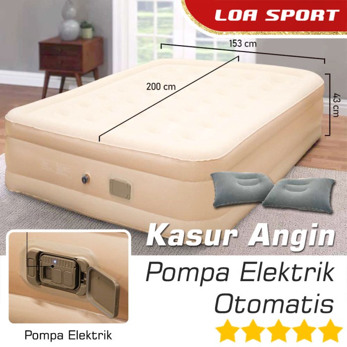 Kasur Angin Pompa Elektrik Otomatis USB Rechargeable Plus Bantal Tiup