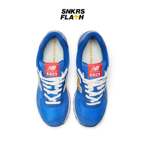 NEW BALANCE 574 Royal Blue Gold Sepatu Sneakers Unisex - U574HBG - Size 44