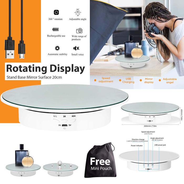 

Turn Table Display Table Rotary Rotasi 360 Plus Kaca Diameter 20cm Desk