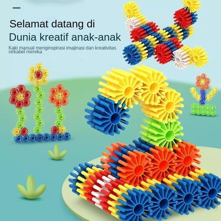 Hot Product Haha Toy 128Pcs Diy Gear Puzzle Balok Susun Mainan Edukasi Anak Building Block Gears