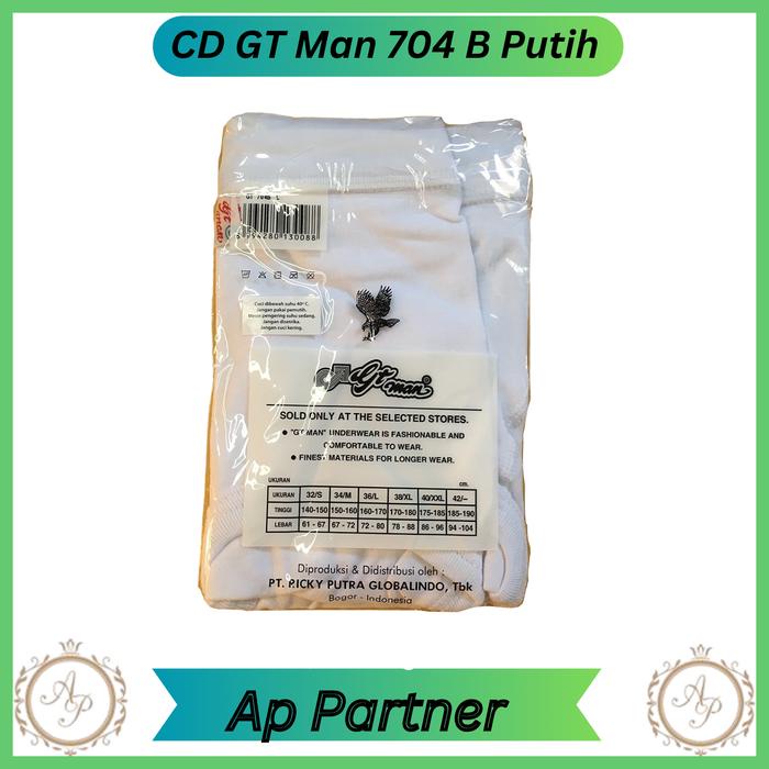 3 Pcs Celana Dalam Pria Gt Man 704B Warna Putih / Celana Dalam Pria Gt Man 704 B Katun Premium Jumbo