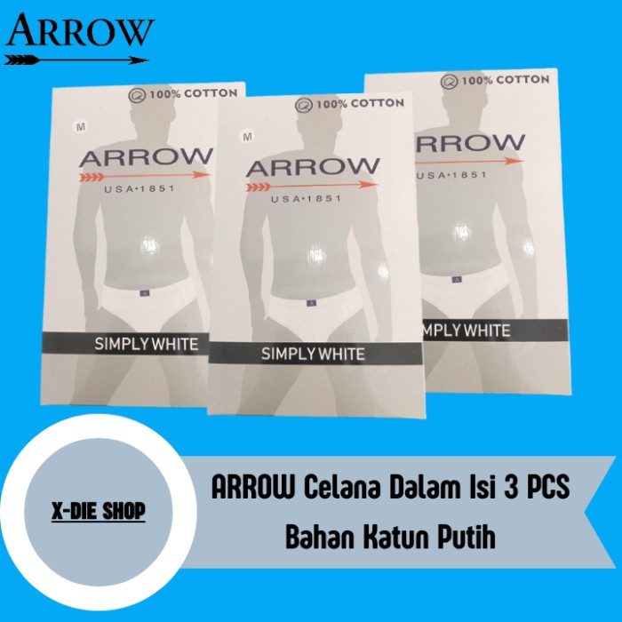 Celana Dalam Pria Byford Warna Putih 3 Pcs Bahan Katun New Arrival Asli 100%