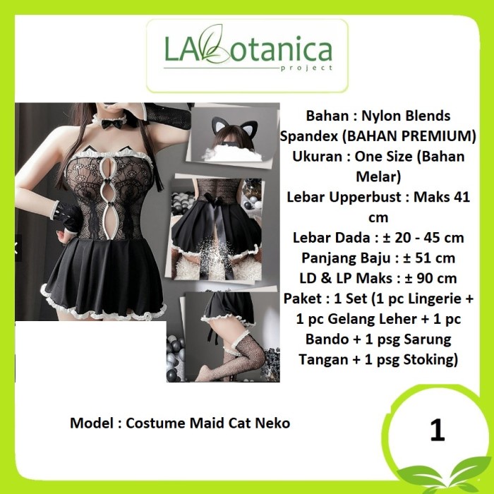 Costume Cosplay Lingerie Maid Cat Hitam Pelayan Kosplay Kucing Neko Asli 100%
