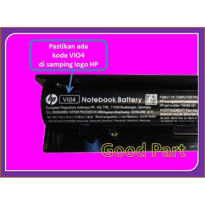 Baterai HP 14-V201TX 14-V202TX 14-V203TX 14-V204TX 14-VxxxTX VI04